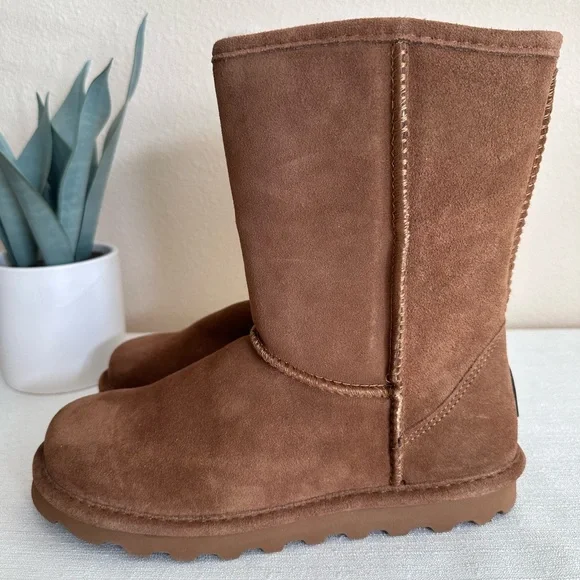New BearPaw Elle Cognac Suede Sheep Skin Wool Mid Height Boots Women’s 8 - Picture 3 of 15